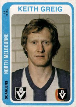 1979 Scanlens VFL #63 Keith Greig Front